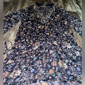 Miss Kelly 1999 sheer blouse beaded and rhinestone detail